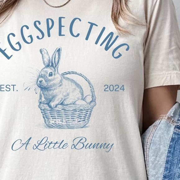 Eggspecting A Little Bunny TShirt, Happy Easter Day Tee Shirts - Picture 3 of 5